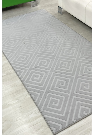 Lüle Halı Delüx Kabartmalı Düz Renk Üstün Kalite De Kaymaz Tabanlı Yolluk Halı Gri