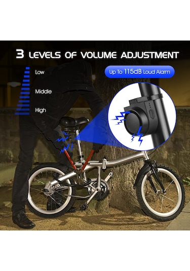 Kablosuz Bisiklet Kornası 115db Yüksek Sesli Bisiklet Hırsızlık Önleyici Korna Ipx5 Bisiklet Alarm Zili 5 Ses Modu 3 Titreşim Hassasiyeti Ayarı 3 Ses Ayarı
