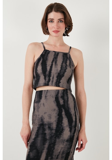 Lela Slim Fit Ip Askılı Yırtmaçlı Midi Alt-Üst Bayan Takım 5869021 Siyah