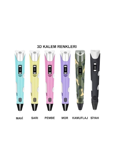 Pembe Renk 3D Pen Kalem Yazıcı ve 100 M Pla Filament 10 Renk x 10 M