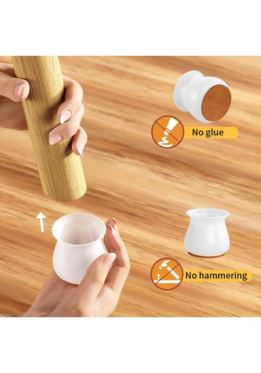 Kosona Silikon Sandalye Ayak Koruması 24 Adet - Kayma Ve Çizik Engeli, Sesiz Kullanım, Kolay Takılabilir Çok Renkli