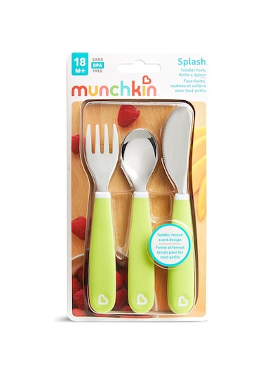 Munchkin Sıçramayı Engelleyici Çocuk Çatal Bıçak Takımı Yeşil 18+ Ay Yeşil