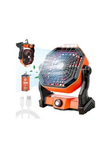 Mini Şarjlı Ledli Kare Fan Çok Renkli