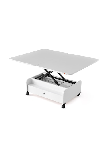 Sefa Home Tekerlekli 2 Çekmeceli Sihirli Sehpa 104 Beyaz