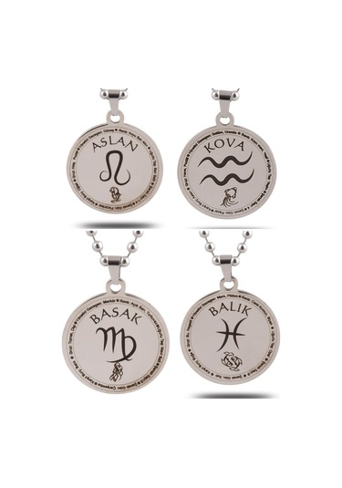 12 Burç Bayan Erkek Çelik Kolye Top Zincir Ckl0Burclar-Gms Çelik