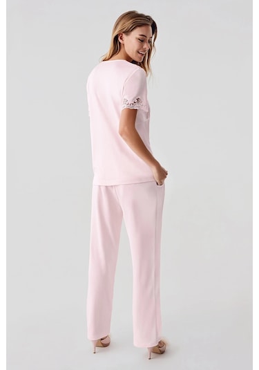 Freshness 322 Kadın Sabahlıklı Pijama Takımı - Pembe - L Pembe