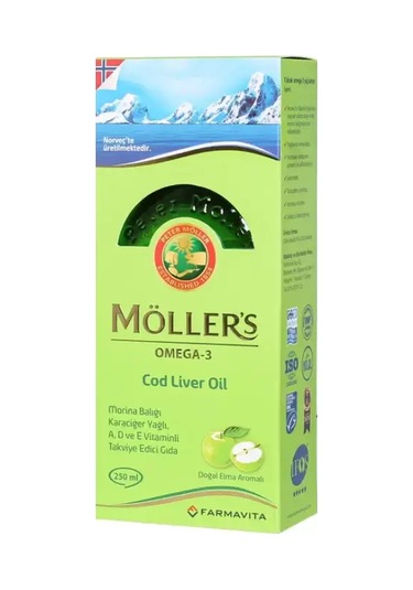 Moller's Omega 3 Doğal Elma Aromalı Balık Yağı 250 Ml