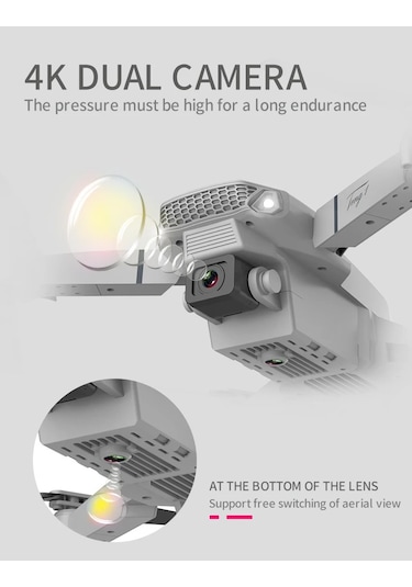 E88 4k Hd Çift Kameralı Drone App Kontrol Wifi Li Katlanabilir