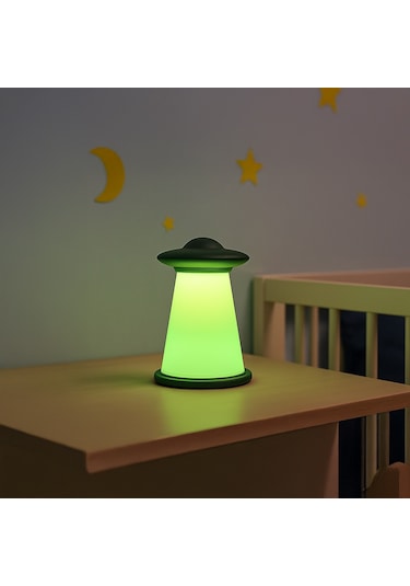Yeşil Işıklı Modern Ufo Tasarımlı Masa Lambası Yeşil