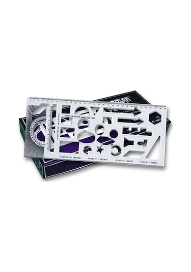 Yıldızlar 007 Ölçekli Şablon Cetvel 30 CM Şeffaf