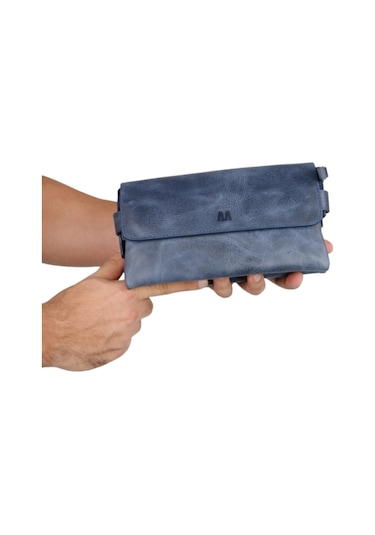 Mft Leather Hakiki Deri Unisex El Çantası Boliva 9874 Tiguan Lacivert