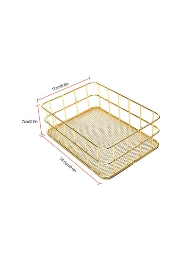 Gül Altın 24.5 16.5cm S/l Boyutu Depolama Sepeti Altın Demir Depolama Sepeti Çok Fonksiy Tel Örgü Masaüstü Depolama Sepet 56702251