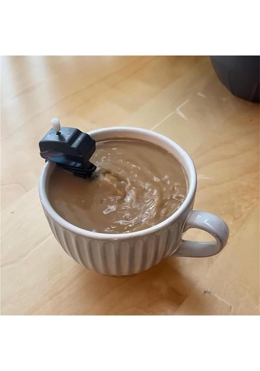 Tekne Motoru Kahve Karıştırıcısı - Wind Up Mini Tekne Motoru Kahve Karıştırıcısı Siyah