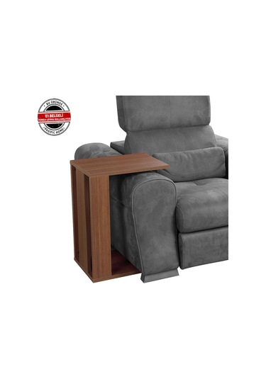 Single C Yan Servis Sehpa Nil Cevizi / Tekerlekli Laptop Sehpa