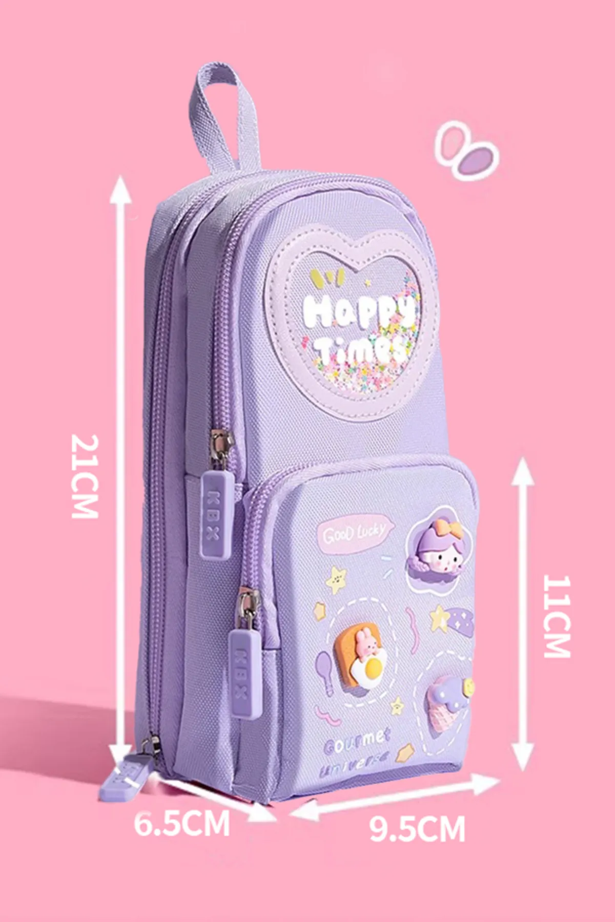 Mor Renkli Çanta Model Kalemlik, 3 Bölmeli, 6 Hücreli, Şık Ve Kullanışlı Kalemlik Mor