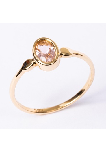 Gümüş Yüzük - 0.90 Karat Morganit Taşlı Tektaş 925 Ayar Gümüş Evlilik Teklifi Yüzüğü Sarı