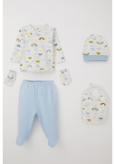 Breeze Erkek Bebek Hastane Çıkışı 5 Li Gökkuşağı Işıltısı 0-3 Ay, Beyaz Beyaz