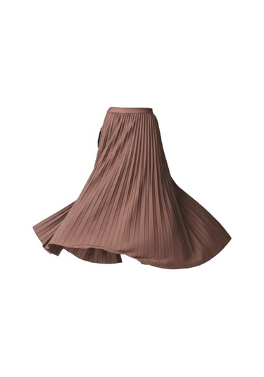 Pileli Pamuklu Dokuma Viskon Kışlık Etek 95 Cm - 38-48 Cappuccino