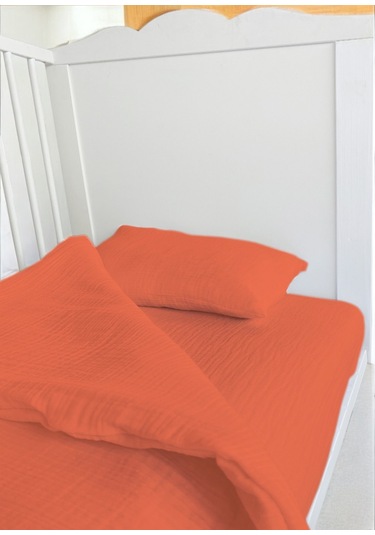 Bürümcük Müslin Bebek Nevresim Takımı Uyku Seti %100pamuk Kiremit