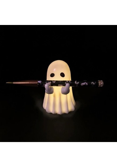 Dofolink Halloween Işıklı Vinyl Figür: Korkunç Ve Komik Karışımı - Yıldız Parmaklı Hayalet Dekorasyon Hediyesi Beyaz