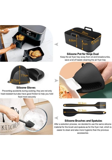 Sones Ninja Dz201 Dz401 Dz550 Serisi Hava Fritözü 8'i 1 Arada Dikdörtgen Kit