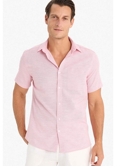 DeFacto Modern Fit Yazlık Polo Yaka Basic Düz Kısa Kollu Gömlek E5077AX25SMRD92 DeFacto Modern Fit Yazlık Polo Yaka Basic Düz Kısa Kollu Gömlek E5077AX25SMRD92