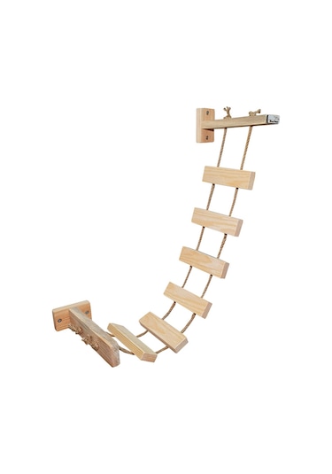 Doğal ahşap halatlı ipli kedi merdiveni kedi köprüsü duvar yolu