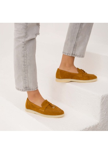 Tamer Tanca Kadın Hakiki Deri Hardal Loafer Ayakkabı 902 2015 Bn Ayk Y22 Hardal