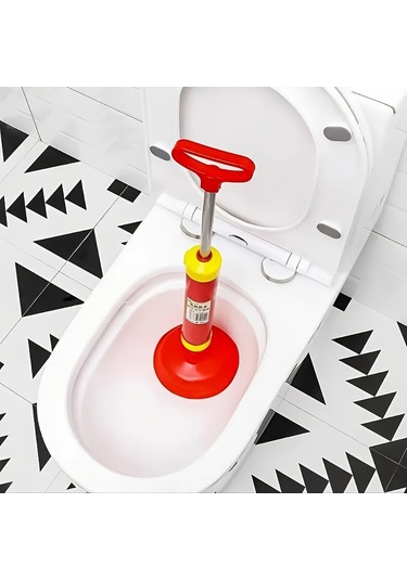 Klozet Ve Lavabo Açma Pompası Güçlü Vantuzlu Tıkanıklık Giderici, Dayanıklı Saplı Kırmızı