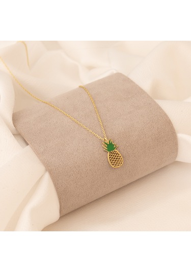Dkmn Gümüş Mineli Ananas Şeklinde Gümüş Kolye