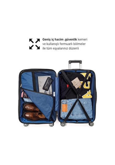 G&d Polo Suitcase Abs 3'lü Siyah Lüx Valiz Seyahat Seti 600.01-set Siyah