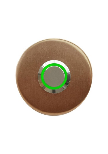 Lockway Z-101aby Bronz Paslanmaz Tek Kontak Zil Butonu Yeşil Led