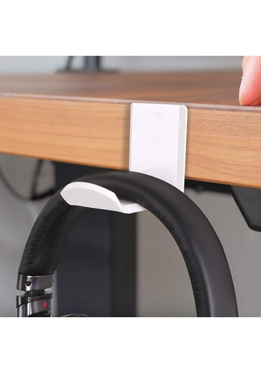 Sones 2 Adet Kulaklık Braketi Yapışkanlı Kulaklık Askısı Beyaz