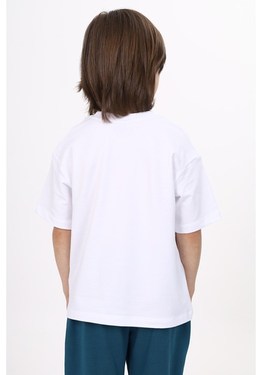 Toontoy Unisex Çocuk Baskılı Tişört Beyaz