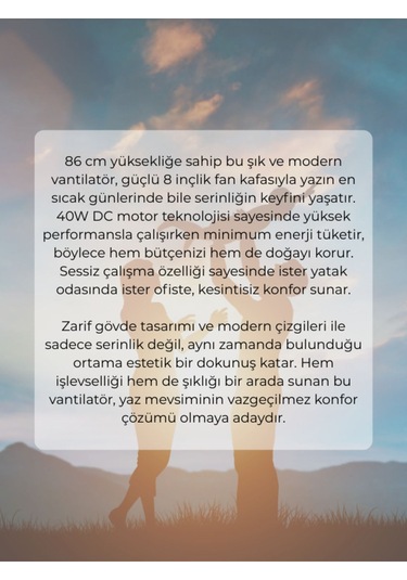 Woox 8 Inch Otomatik Sağ Sol Salinimli 86 Cm Vantilatör