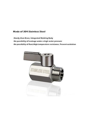 Vkemall 304 Paslanmaz Çelik 1/2" Npt İç-dış Dişli, Su Akışı Kontrol Valfi, Paslanmaz Çelik Kolu, Rustsuz, 1/4 Devir Kapatma