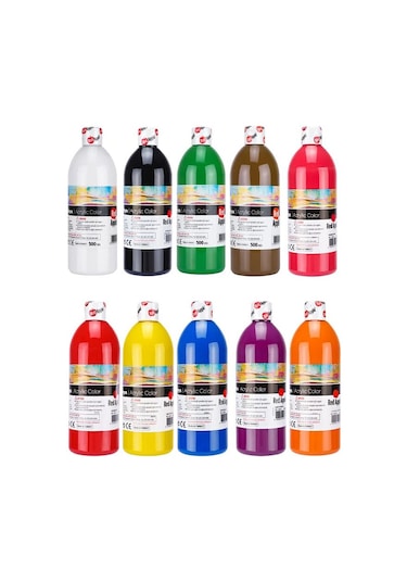 Red Apple Akrilik Boya 10x500 Gr 10'lu Set Çok Renkli