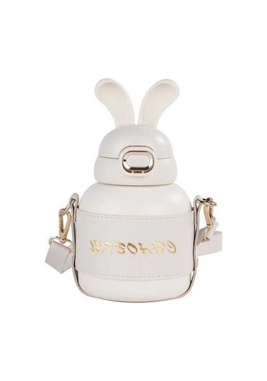 Didadodo Sevimli Tavşan Kulaklı Su Kupası - Öğrenci Çocuk Beyaz Bardağı - Xd Kırmızı Beyaz Beyaz