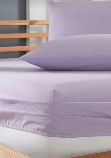 Totem Ranforce Pamuklu Lila Yastık Kılıflı Lastikli Çarşaf Takımı