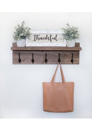 Halevia Ahşap Klasik Duvar Askılık. Ceviz