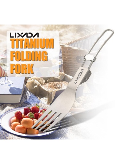 Lixada Titanyum Katlanır Çatal Ultralight Açık Taşınabilir Akşam Yemeği Meyve Çatalı Sofra Takımı Sofra Kamp Sırt Çantası İçin Çok Renkli