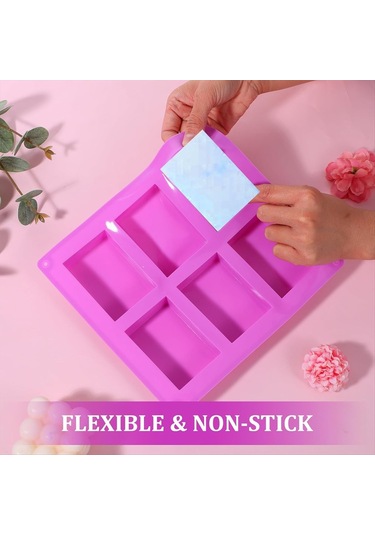 Gatherco 10'lu Paket Silikon Sabun Kalıbı, 6 Gözlü Dikdörtgen Silikon Sabun Kalıbı, Ev Yapımı El Sanatları Sabun Kalıpları Ve Çikolata Kalıpları