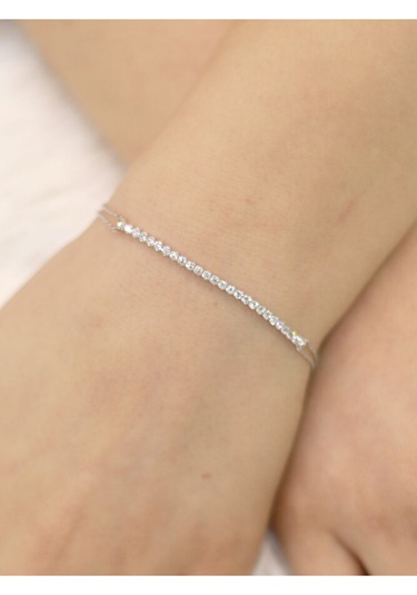 14 Ayar Altın Yarım Tur Su Yolu Bileklik Gümüş