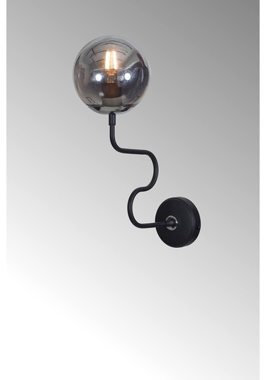 Luzarana Ferro Yatay Krom-siyah Metal Gövde Füme Camlı Tasarım  Aplik