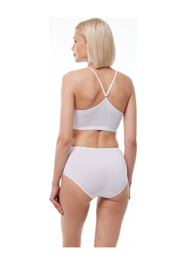 Malabadi Kadın Beyaz 2 Li Paket Pamuk Elastan Sabrina Yüksek Bel Slip Külot 114 Beyaz