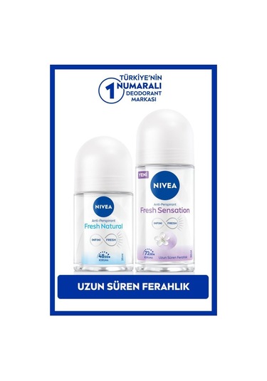 Nivea Fresh Sensation Kadın Roll-On Deodorant 50 ML + Fresh Natural Roll-On 25 ML