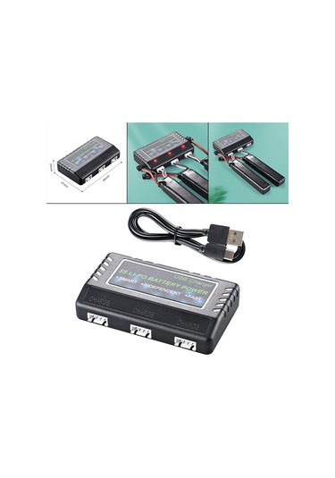 Suntek 11.1v Lı-po Usb Siyah 3'ü 1 Arada 800 Mah Batarya Şarj Cihazı