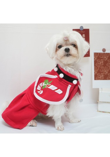 Vkemall Kırmızı Noel Köpek Mantosu, Polyester, L Beden Göğüs:48cm, Sırt:35cm, Boyun:36cm