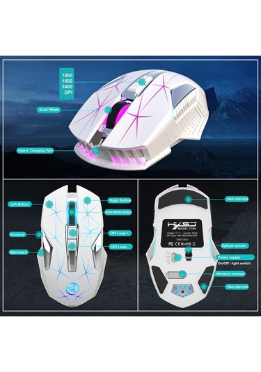 Novahub Usb Kablosuz Hxsj T300 Ergonomik Fare - 3 Dpı Ayarı, 600mah Pil, 7 Tuşlu Optik Mouse Optik