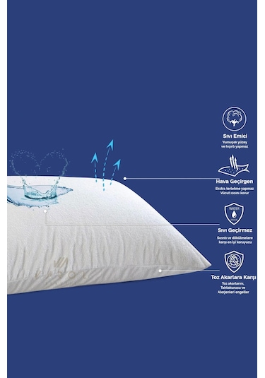 Varol Sıvı Geçirmez Yastık Koruyucu Alez 2 Adet Kapaklı
